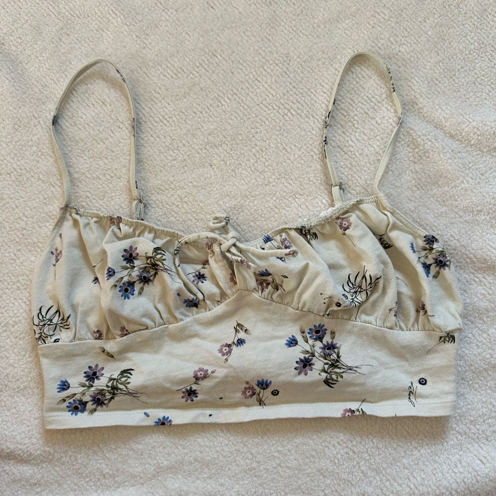 Aritzia floral cropped tank top